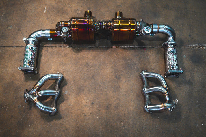 2016-2019 Porsche 991.2 Carrera 3.0L, Full Exhaust System With Free Flow Headers, Grade 5 Titanium 4.0 Inch Outlet Tips by Valvetronic Designs