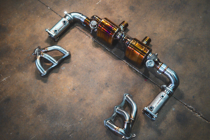2016-2019 Porsche 991.2 Carrera 3.0L, Full Exhaust System With Free Flow Headers, Grade 5 Titanium 4.0 Inch Outlet Tips by Valvetronic Designs