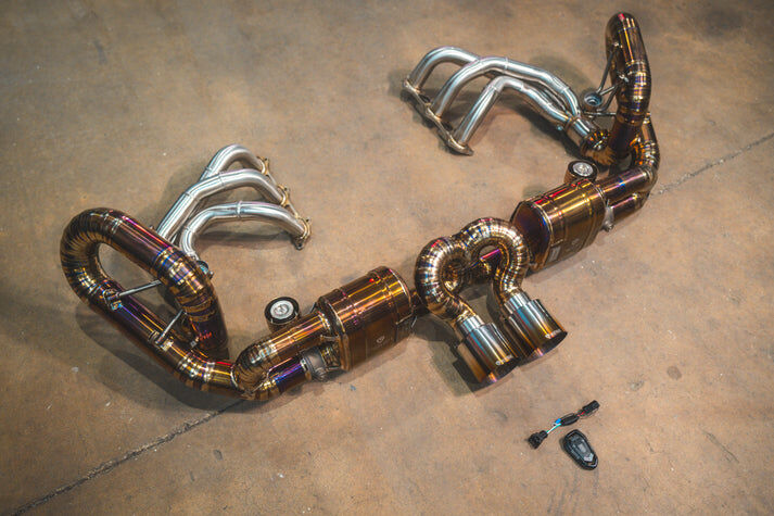 2016-2019 Porsche 991 GT3,GT3RS 3.8,4.0L, Full Exhaust System With Free Flow Headers, Grade 5 Titanium 4.0 Inch Outlet Tips by Valvetronic Designs