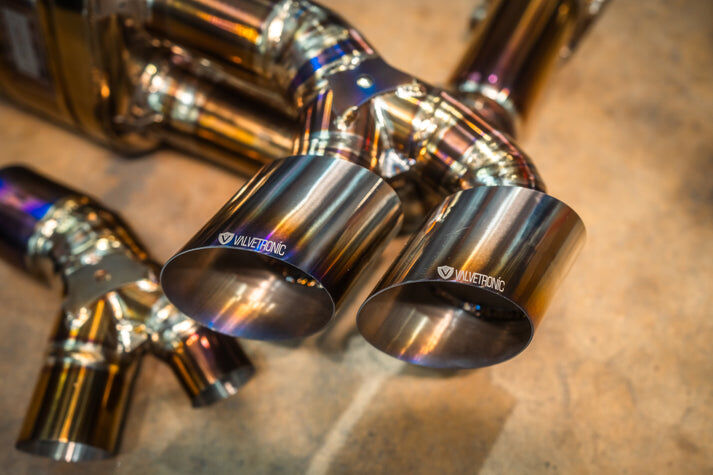 2014-2019 Porsche 991.1,991.2 Turbo,Turbo S 3.8L, Full Exhaust System With Free Flow Headers, Grade 5 Titanium Titanium 4.0 Inch Outlet Tips by Valvetronic Designs