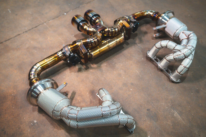 2020-2025 Porsche 992 911 GT3,GT3RS 4.0L, F1 Full Exhaust System With Free Flow Headers, Grade 5 Titanium 4.0 Inch Outlet Tips by Valvetronic Designs