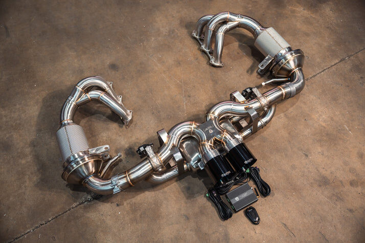 2020-2025 Porsche 992 911 GT3,GT3RS 4.0L, Full Exhaust System With Free Flow Headers, T304 Stainless Steel 4.0 Inch Outlet Tips by Valvetronic Designs