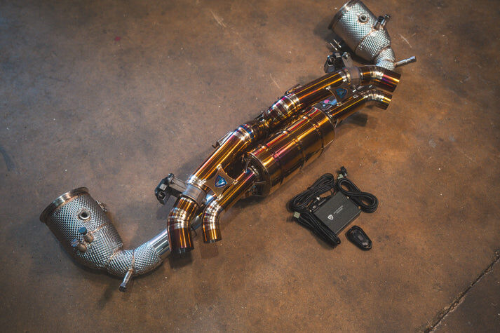 2019-2024 Porsche 992 911 Carrera,Turbo 3.8L, Full Exhaust System, Grade 5 Titanium Titanium 4.0 Inch Outlet Tips by Valvetronic Designs