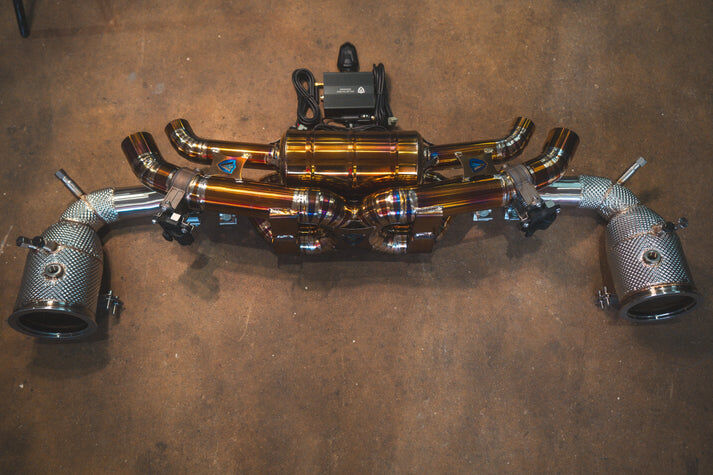 2019-2024 Porsche 992 911 Carrera,Turbo 3.8L, Full Exhaust System, Grade 5 Titanium Titanium 4.0 Inch Outlet Tips by Valvetronic Designs