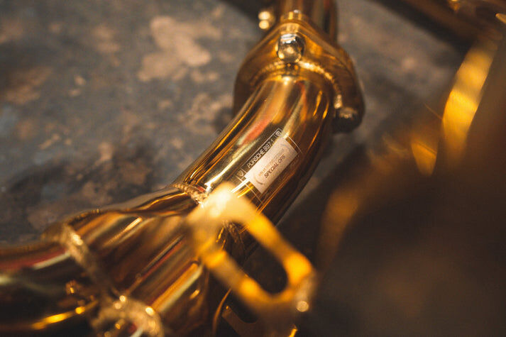2005-2008 Porsche 997.1 Carrera 3.6,3.8L, Full Exhaust System With Free Flow Headers, T304 Stainless Steel Finished in Anodized Gold by Valvetronic Designs