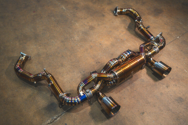 2022-2025 Porsche 718 Cayman GT4RS 4.0L, Full Exhaust System, Grade 5 Titanium Titanium 4.0 Inch Outlet Tips by Valvetronic Designs