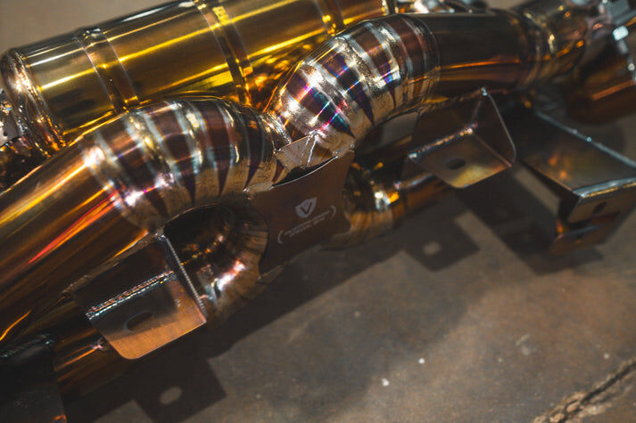 2022-2025 Porsche 718 Cayman GT4RS 4.0L, Full Exhaust System, Grade 5 Titanium Titanium 4.0 Inch Outlet Tips by Valvetronic Designs