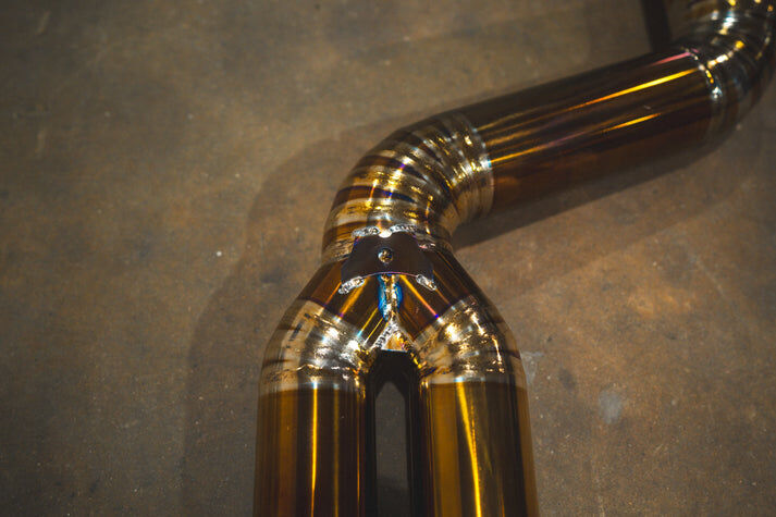 2020-2025 Toyota A90 Supra 3.0L, Catback T304 Stainless Steel Finished in Anodized Gold, Gold 5.0 Inch Outlet Tips by Valvetronic Designs
