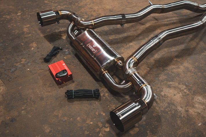 2020-2025 Toyota A90 Supra 3.0L, Catback T304 Stainless Steel Brushed 5.0 Inch Outlet Tips by Valvetronic Designs