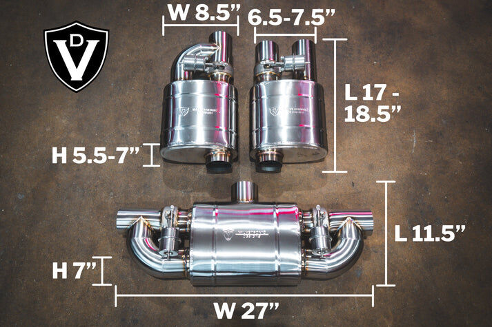 Universal Muffler Kit, Single Inlet Single Outlet, 63MM 2.5 Inch 1 Muffler by Valvetronic Designs