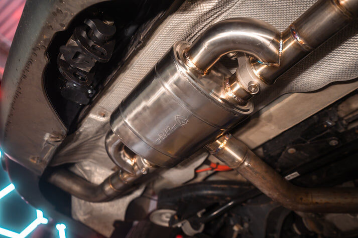 T Style Universal Muffler Kit, Single Inlet Dual Outlet 76MM 3.0 Inch by Valvetronic Designs