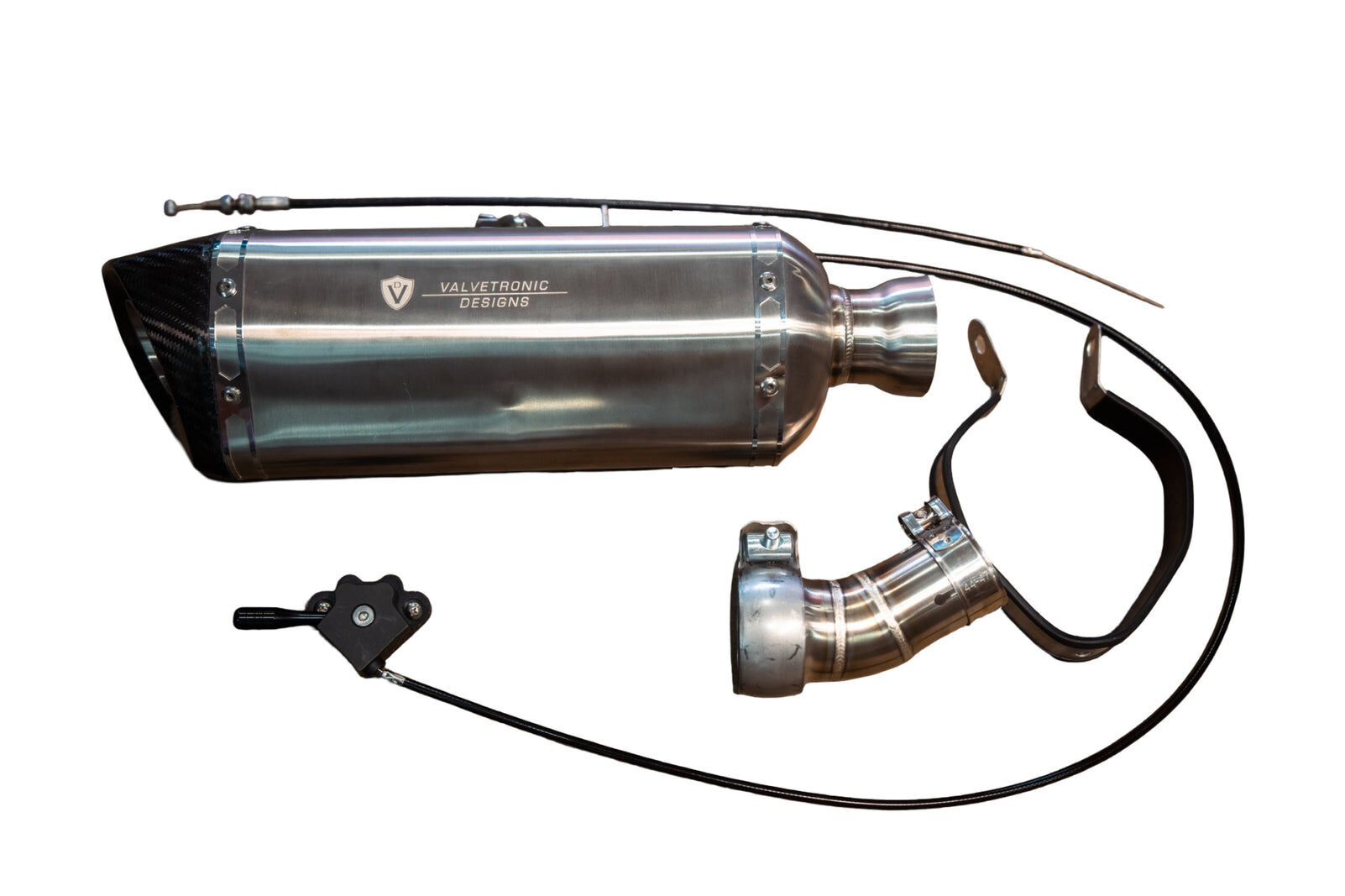Universal Bike Valved Angled Muffler Kit 2.0 Inch by Valvetronic Designs - VTD.BIKE.SB.UVM.ANG.50MM