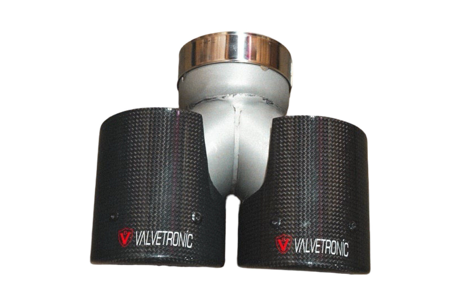 Universal Exhaust Tips 3.0 Inch Single to Dual Carbon Fiber by Valvetronic Designs - VTD.TIP.SD.76MM