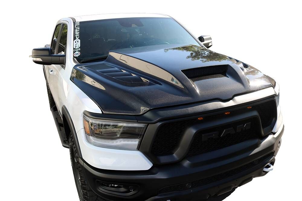 2019-2025 Ram 1500 2DR/4DR VTM Carbon Fiber Hood by ViS Racing - 19DGRAM2DVTM-010C