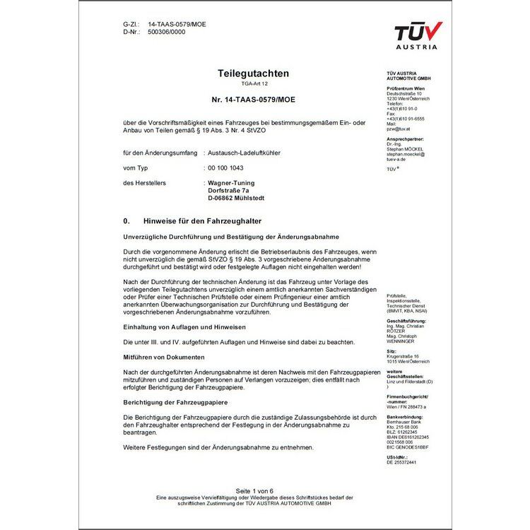 2012-2018 BMW 320i Competition Intercooler Kit EVO 1 by Wagner Tuning