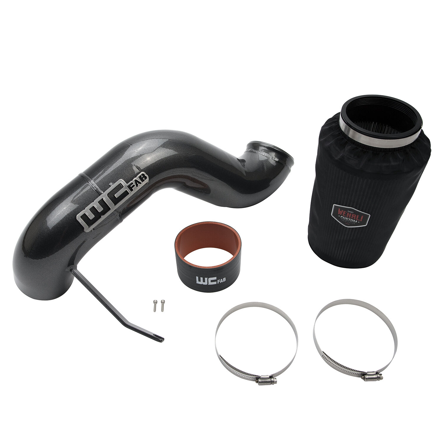 WCFab 2003-2007 5.9L Cummins 4 Inch Intake Kit Gloss White Single Stage Powder Coating - WCF100346-GW - Wehrli Custom Fabrication