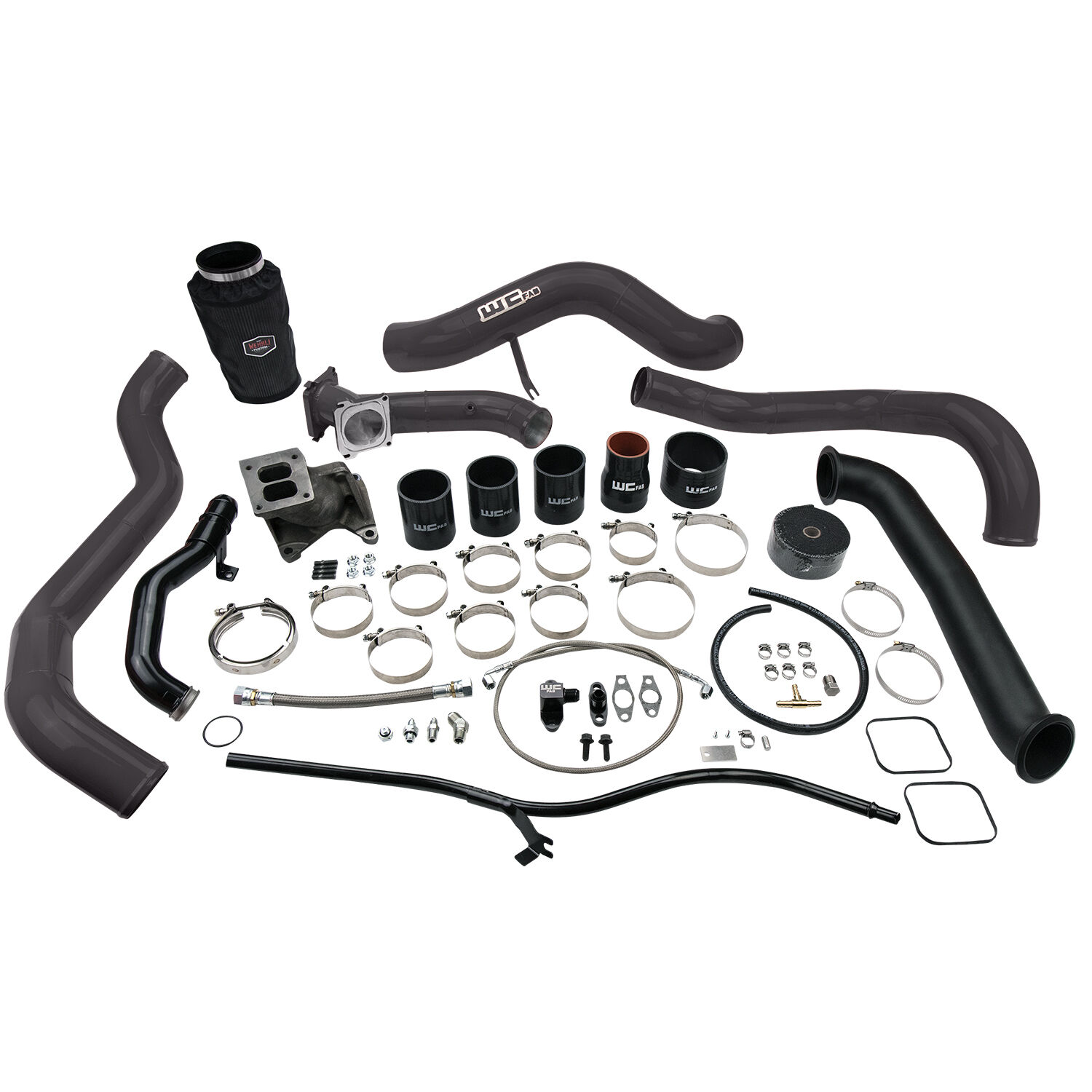 WCFab 2001-2004 LB7 Duramax S300 Single Turbo Install Kit Candy Teal Two Stage Powder Coating - WCF100478-CT - Wehrli Custom Fabrication