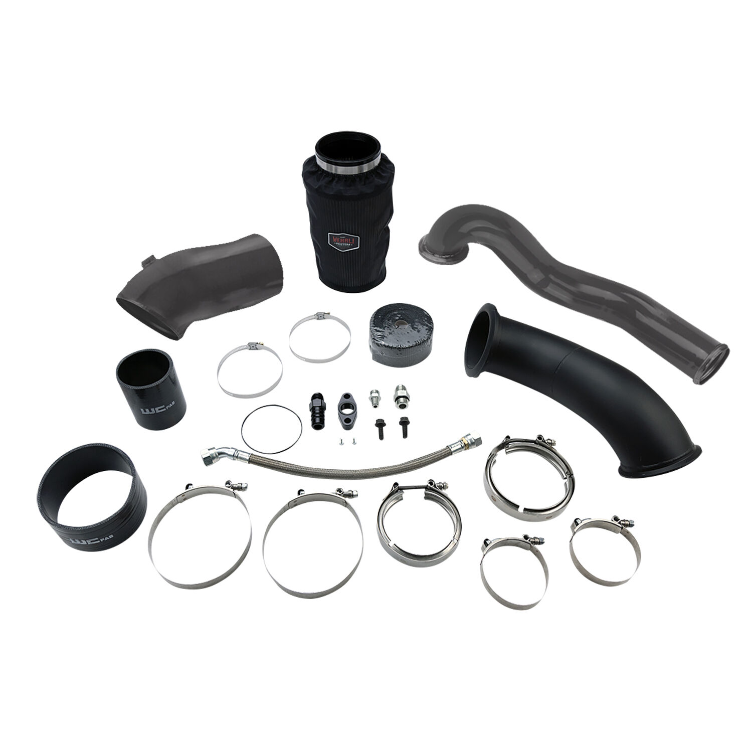 WCFab 2004.5-2007 5.9 Cummins S400 Turbo High Mount 2nd Gen Swap Kit Red Two Stage Powder Coating - WCF100486-RED - Wehrli Custom Fabrication