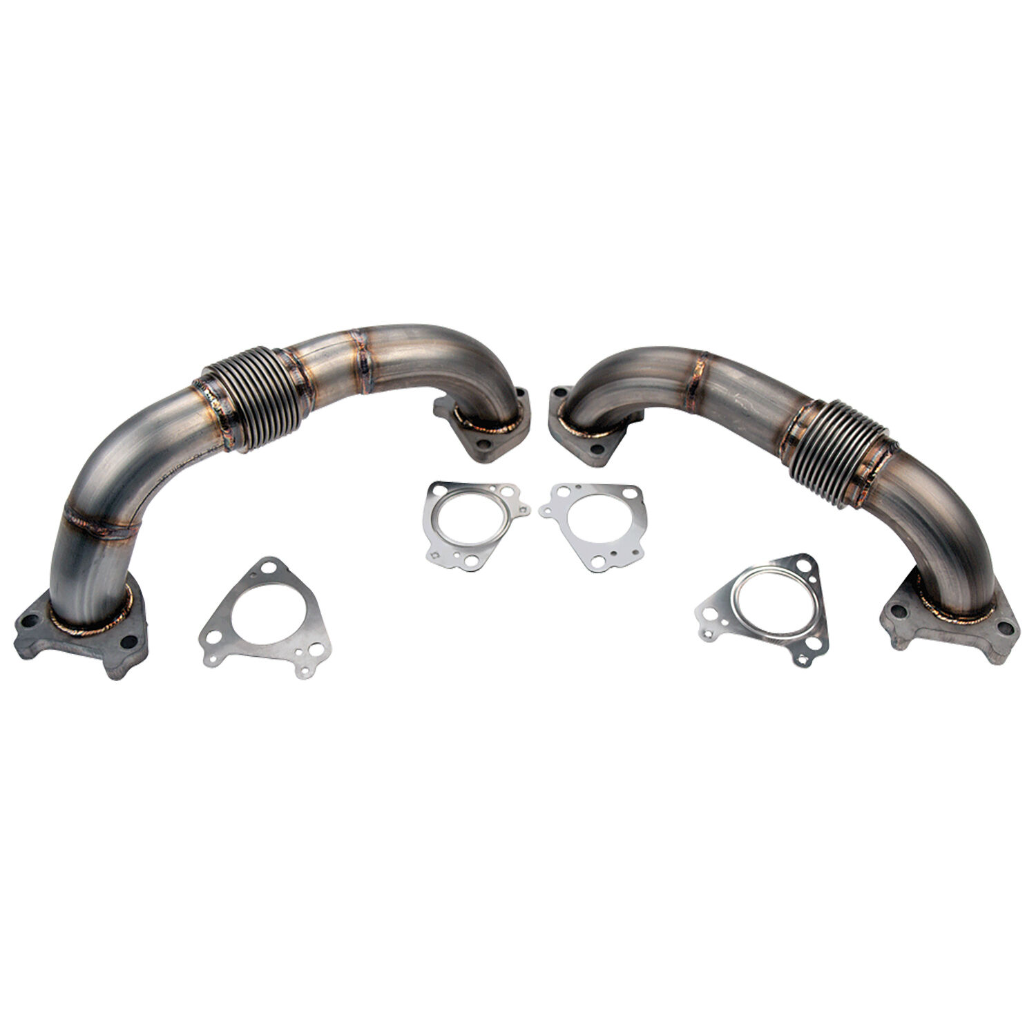 WCFab 2001-2016 Duramax 2 Inch Stainless Steel Up Pipe Kit for Twin Turbos w/ Gaskets - WCF100589 - Wehrli Custom Fabrication