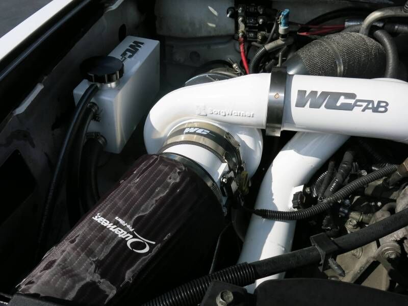 WCFab 2007.5-2010 LMM Duramax Twin Turbo Style Coolant Tank Kit Gloss Black Single Stage Powder Coating - WCF100643-GB - Wehrli Custom Fabrication