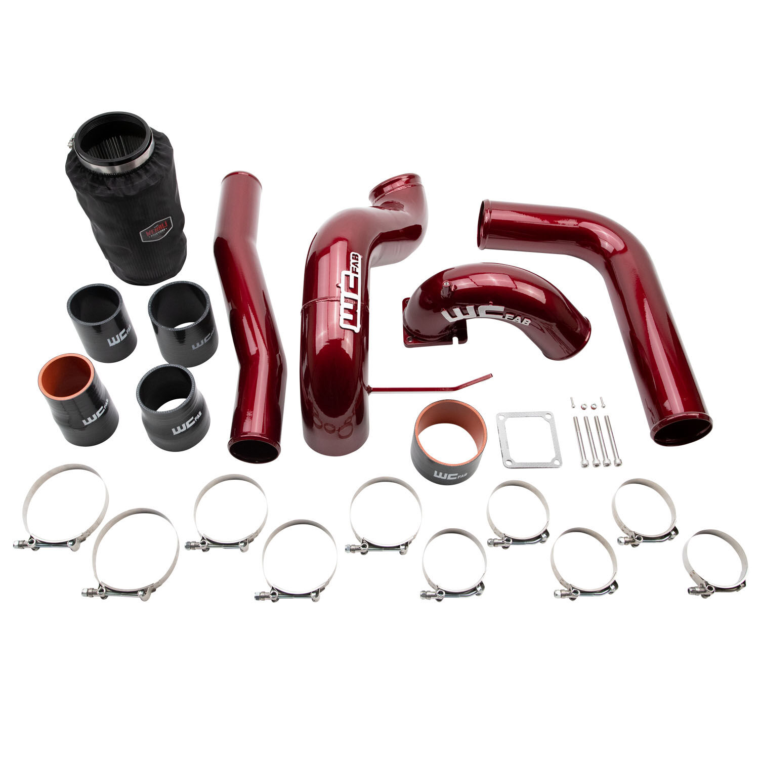 WCFab 2003-2007 5.9L Cummins High Flow Intake Bundle Kit Grey Two Stage Powder Coating - WCF100680-GRY - Wehrli Custom Fabrication