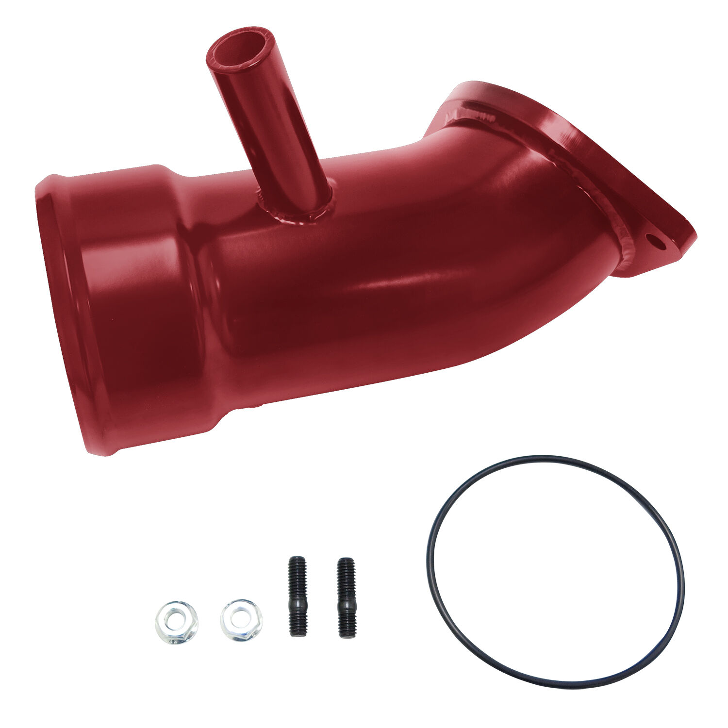 WCFab 2017-2019 L5P Duramax 3 1/2 Inch Intake Horn Only with PCV Port Red Two Stage Powder Coating - WCF100721-RED - Wehrli Custom Fabrication