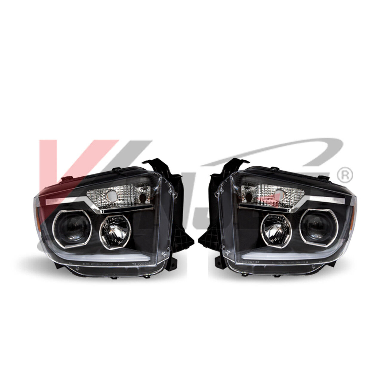 2014-2021 Toyota Tundra Renegade Style Chrome/Clear/ Projector LED HeadLights with Sequential Turn Signal