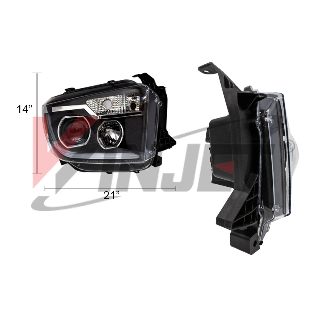 2014-2021 Toyota Tundra Renegade Style Chrome/Clear/ Projector LED HeadLights with Sequential Turn Signal