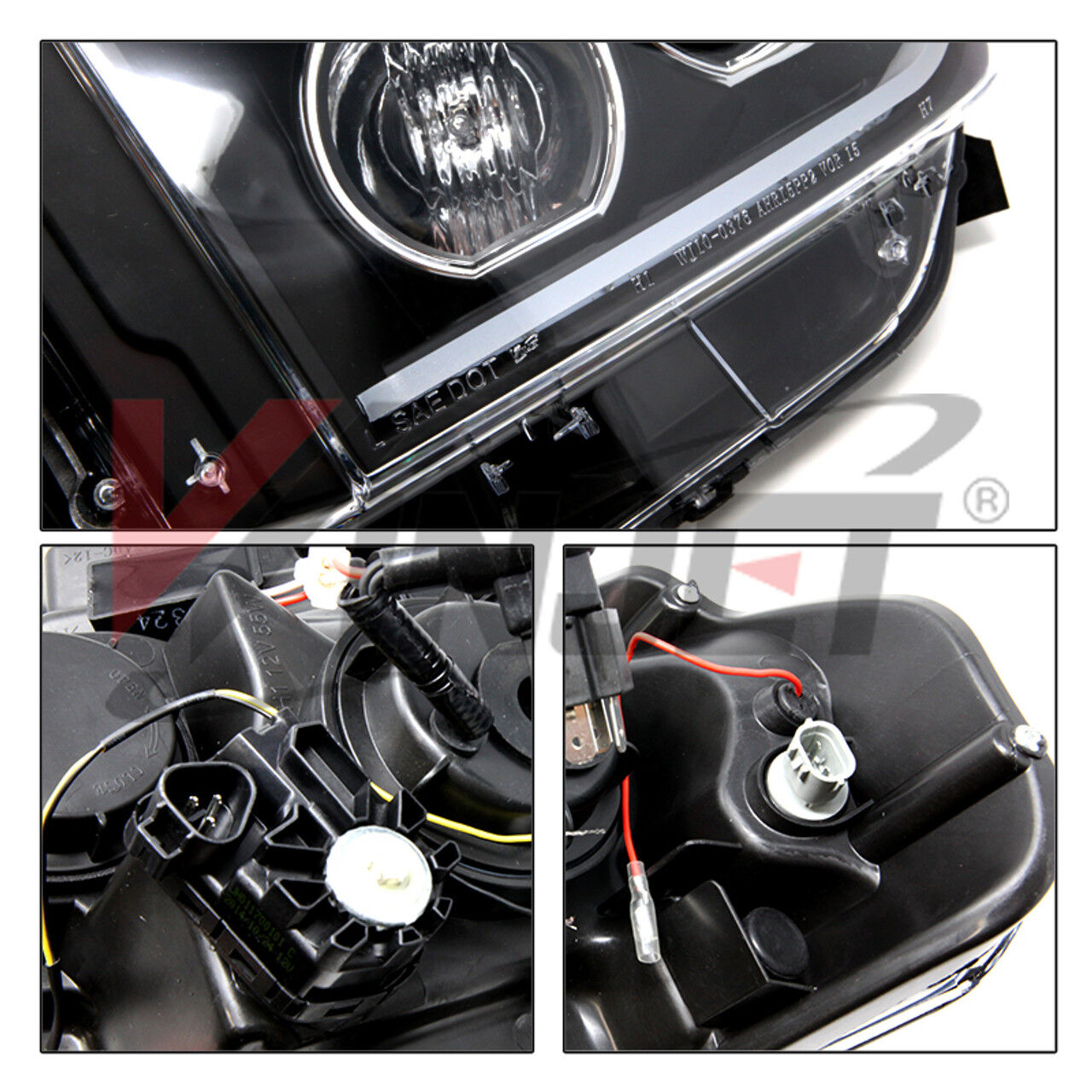 2014-2021 Toyota Tundra Renegade Style Chrome/Clear/ Projector LED HeadLights with Sequential Turn Signal