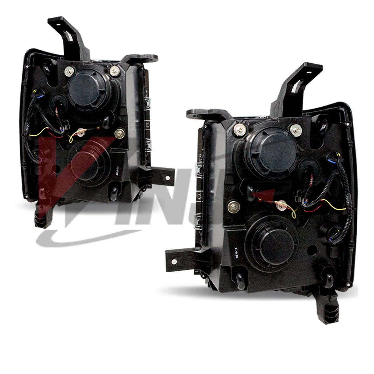 2014-2015 Chevrolet Silverado 3500 HD Renegade Style Black/Clear Projector LED HeadLights with Sequential Turn Signal