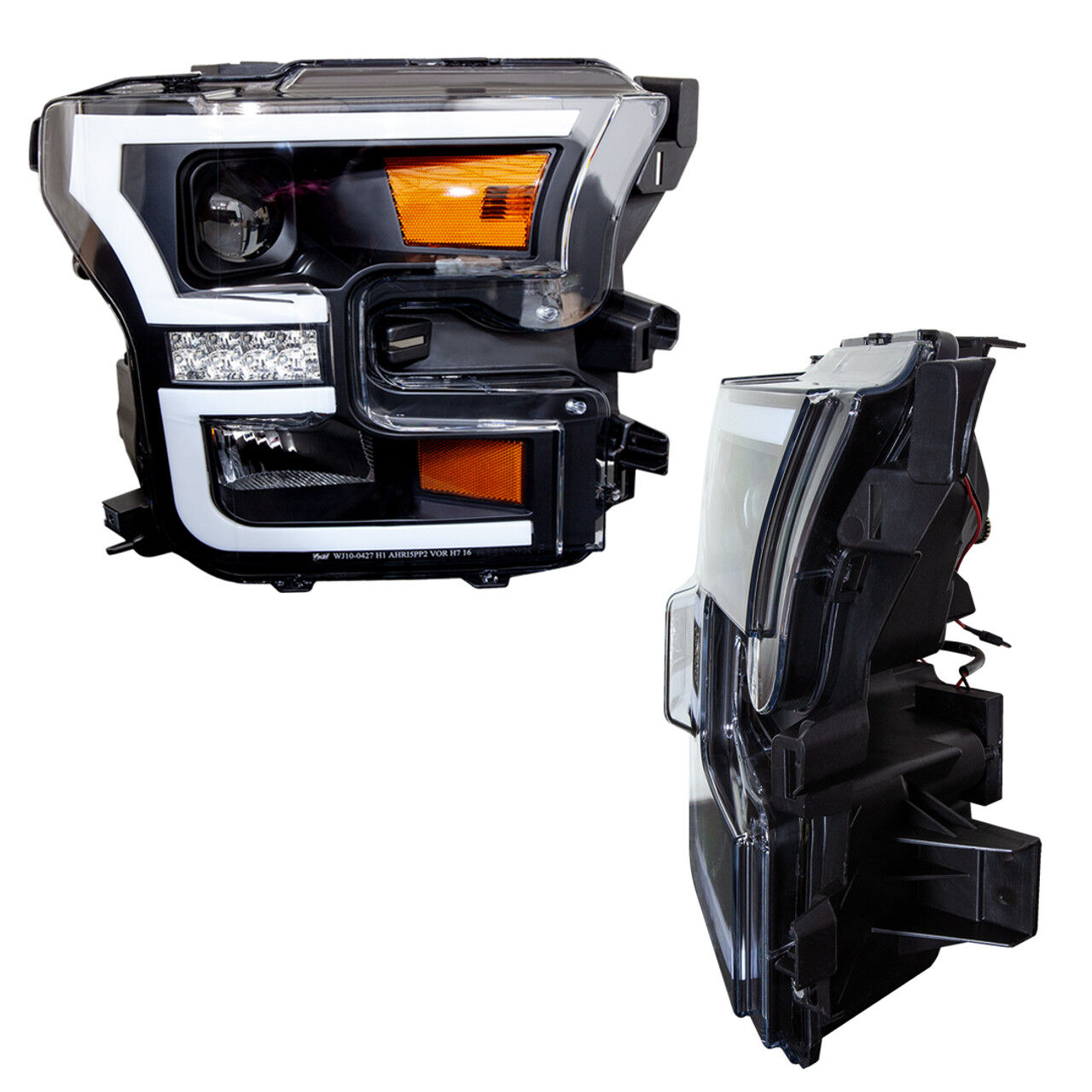2015-2017 Ford F-150 Renegade Style Black Projector LED HeadLights with Sequential Turn Signal