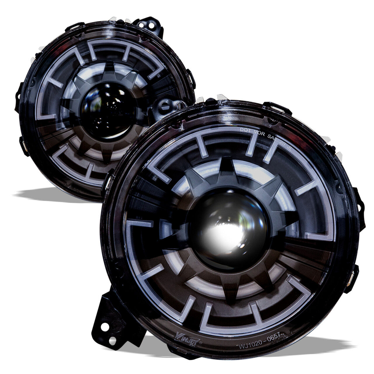 2018-2023 Jeep Wrangler JK Renegade Style Black/Clear Projector LED HeadLights - CHRNG0657-BC