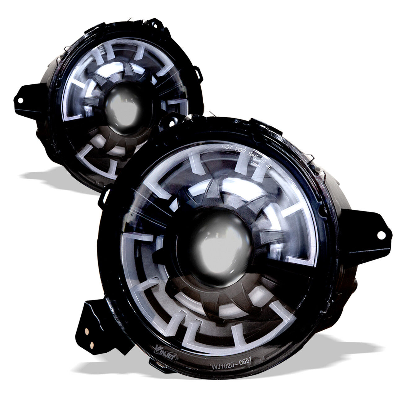 2018-2023 Jeep Wrangler JK Renegade Style Black/Clear Projector LED HeadLights