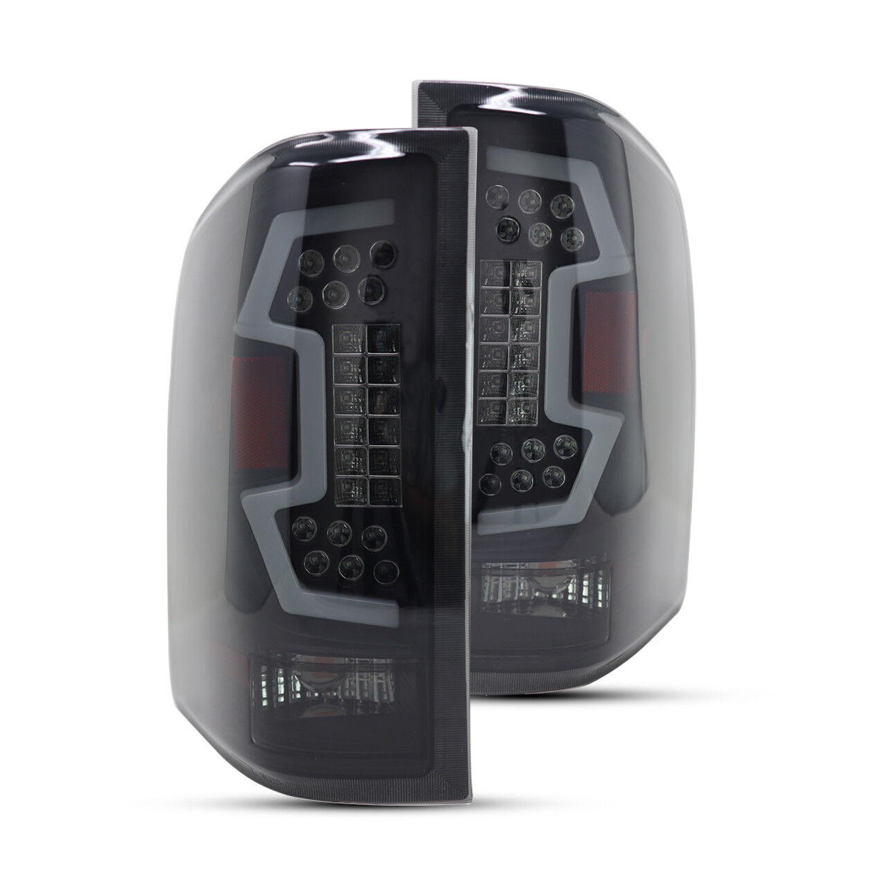 2007-2013 Chevrolet Silverado 2500 HD Renegade Style Black/Smoke LED Sequential Tail Lights - CTRNG0666-BS-SQ