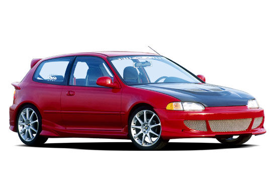 1992-1995 Honda Civic 3dr BigMouth w Voltex Style Wings West Body Ki - WW-890745