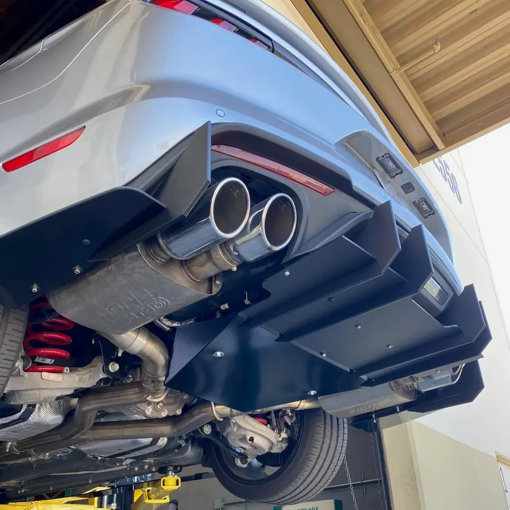 2018-2023 Ford Mustang GT Stealth Full 3 Piece Diffuser Kit Standard Aluminum