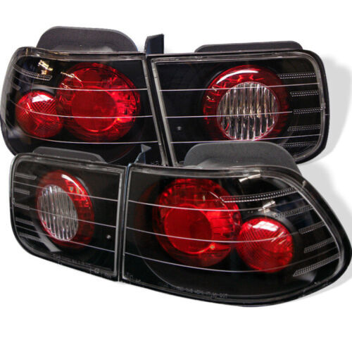 1996-2000 Honda Civic 2DR Coupe Black Euro Style Tail Lights - 111-HC96-2D-BK
