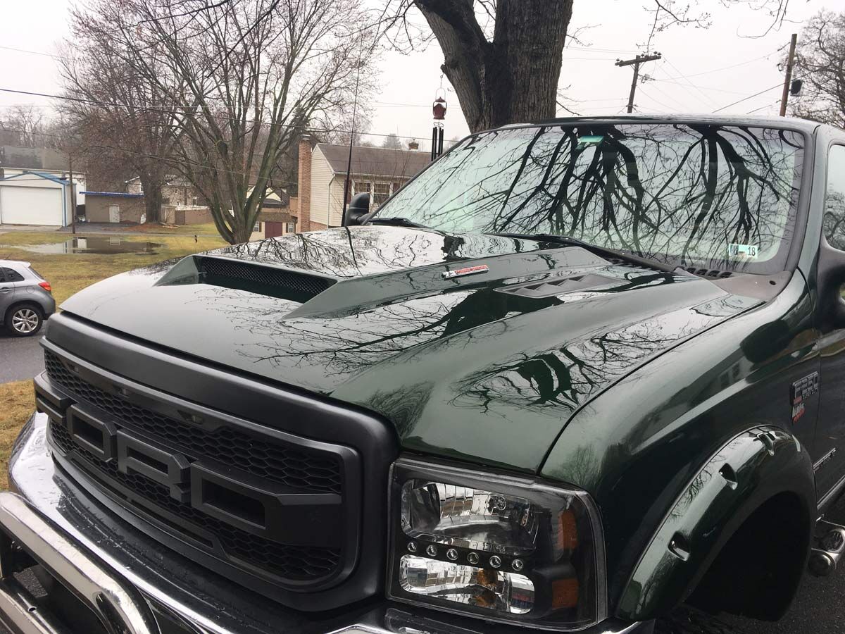 1999-2007 Ford F-250/F-350 SuperDuty Amerihood SSK Dual-Functional Ram Air Fiberglass Hood
