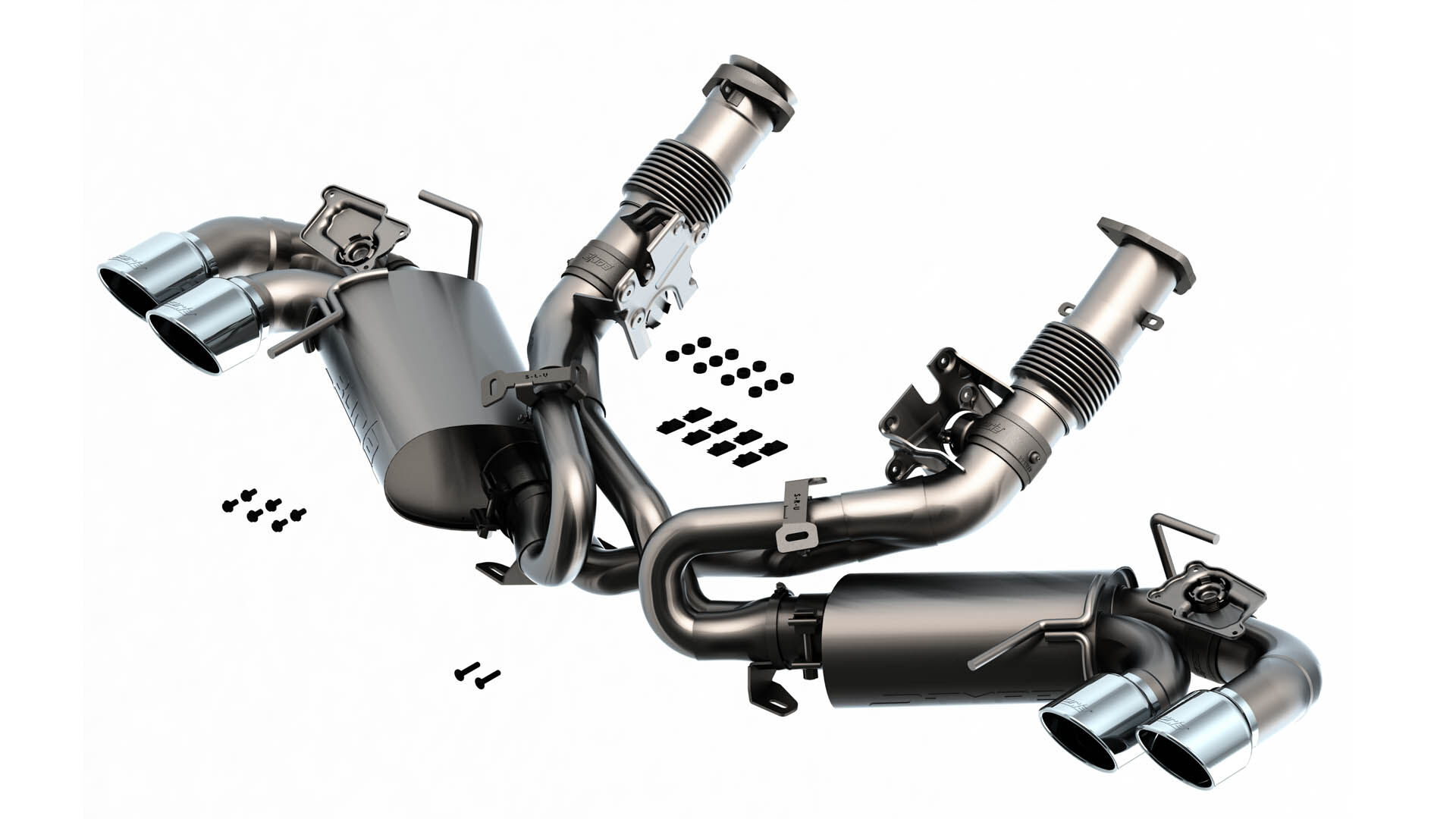 2020-2022 Chevrolet Corvette C8 6.2L Borla S-Type Exhaust System Dual Round A/C Tips 4inx 4.75in