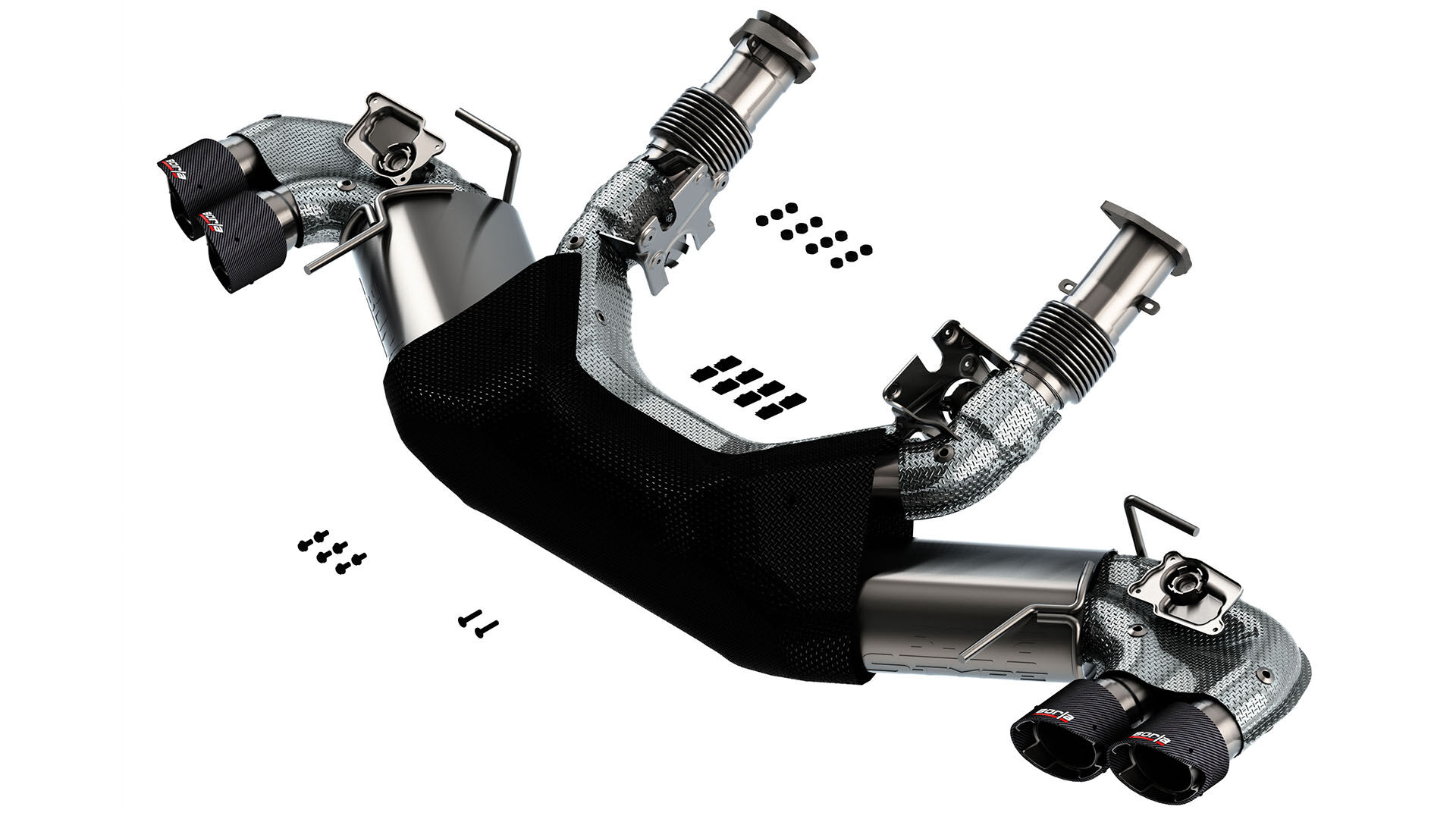 2020-2022 Chevrolet Corvette C8 6.2L S-Type Borla Exhaust System Dual Round Angle Cut Carbon Fiber Tips - 140838CF