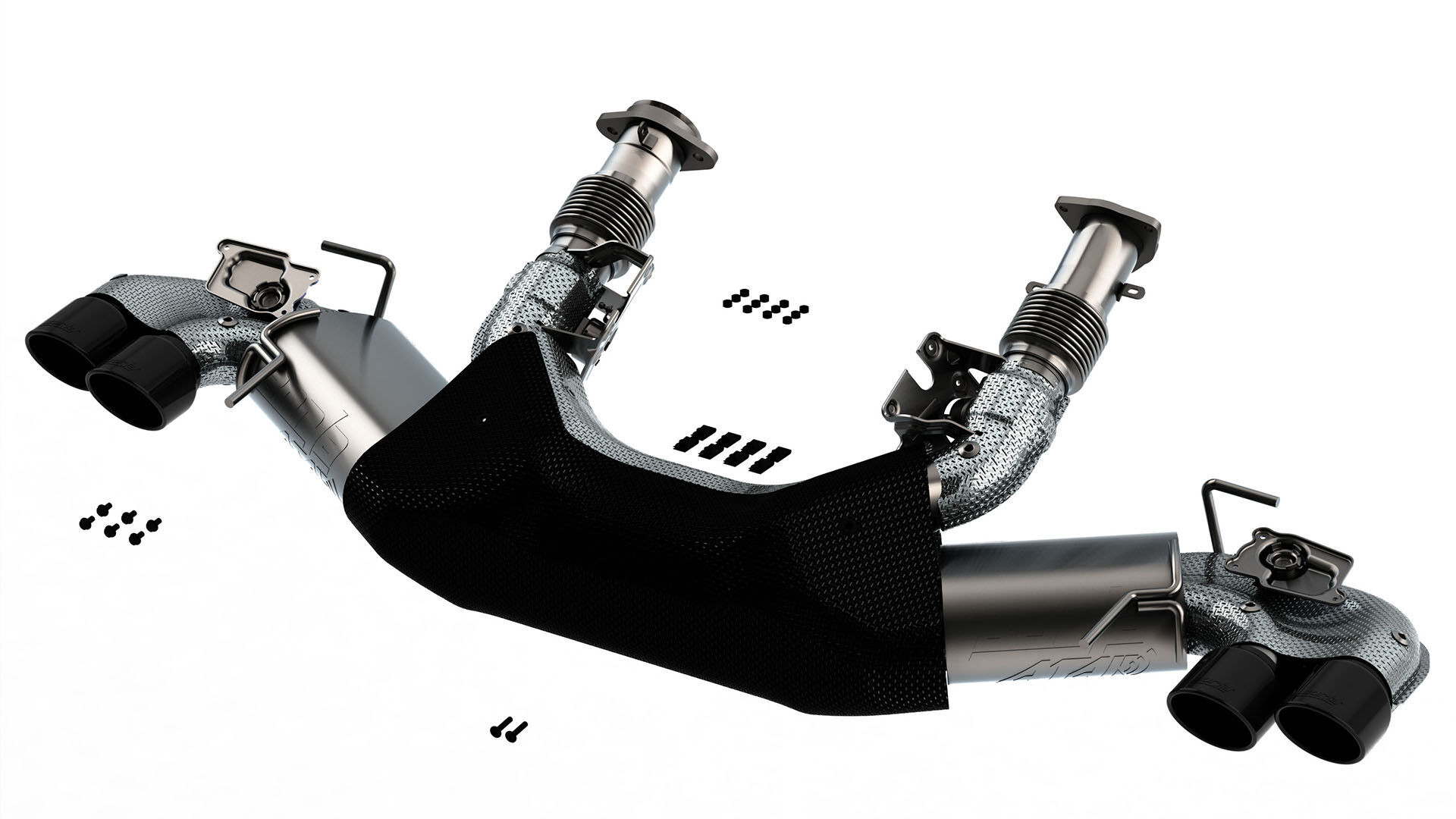 2020-2022 Chevrolet Corvette C8 6.2L Borla ATAK 3in Exhaust System Dual Round Rolled A/C Black Chrome Tips - 140839BC