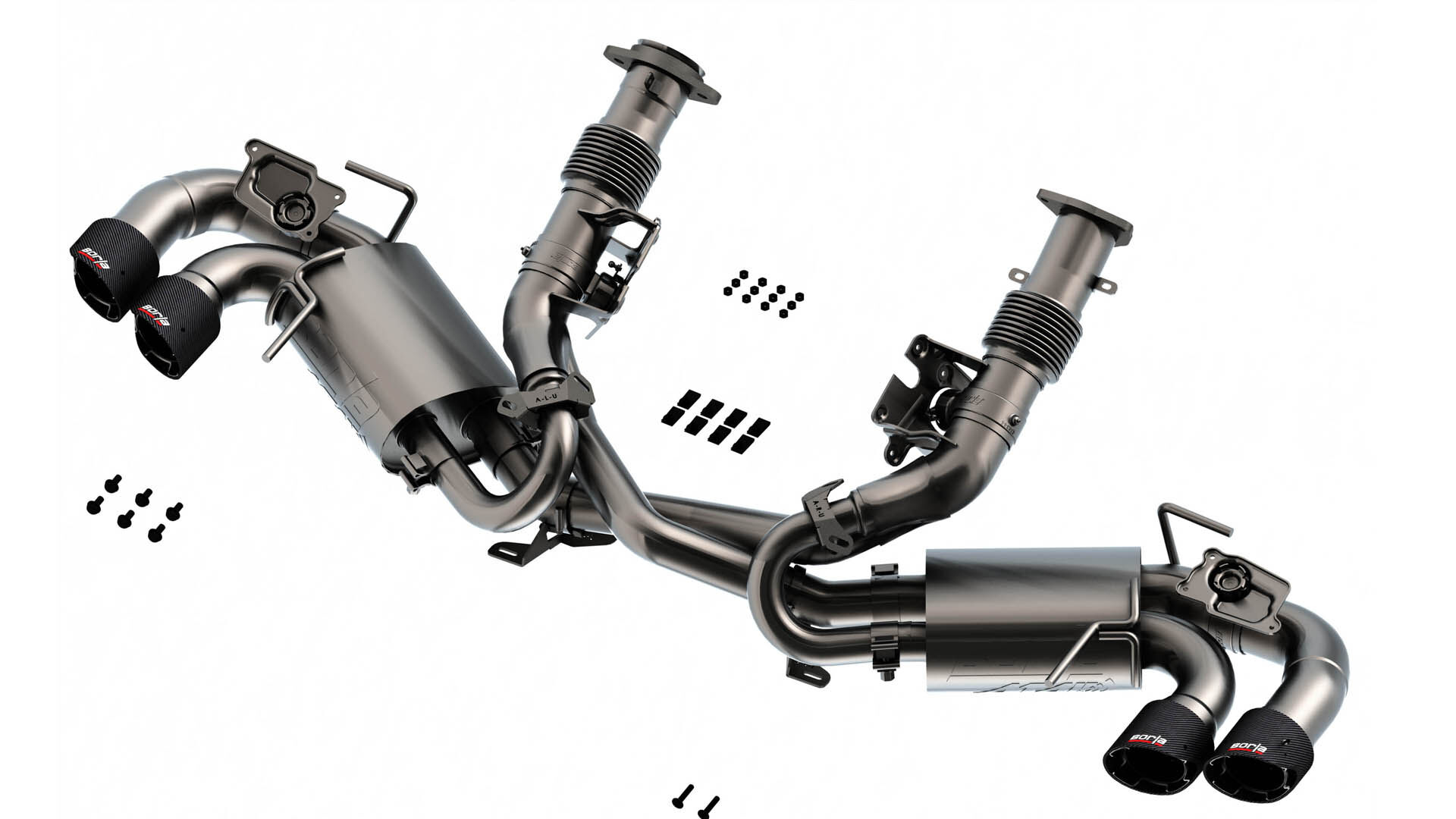 2020-2022 Chevrolet Corvette C8 6.2L Borla ATAK 3in Exhaust System Dual Round Angle Cut Carbon Fiber Tips