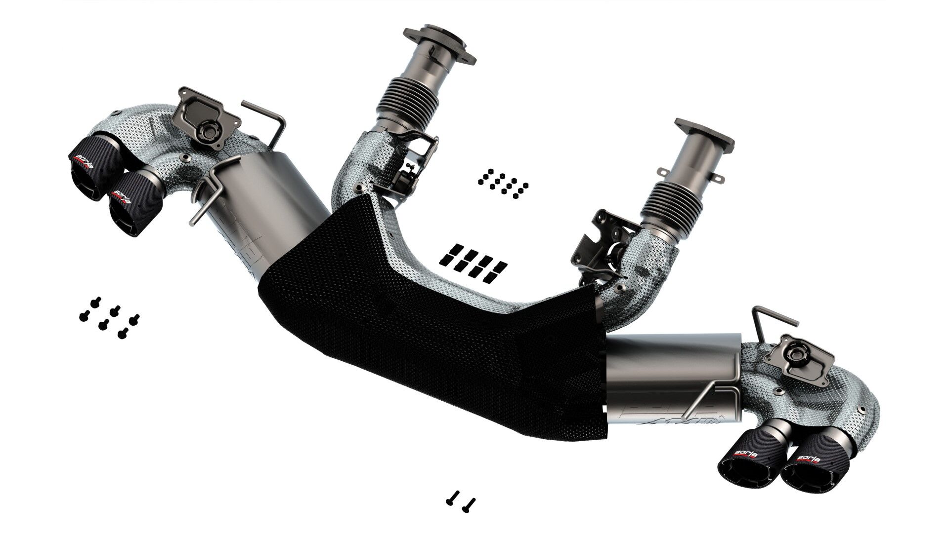 2020-2022 Chevrolet Corvette C8 6.2L Borla ATAK 3in Exhaust System Dual Round Angle Cut Carbon Fiber Tips - 140839CF