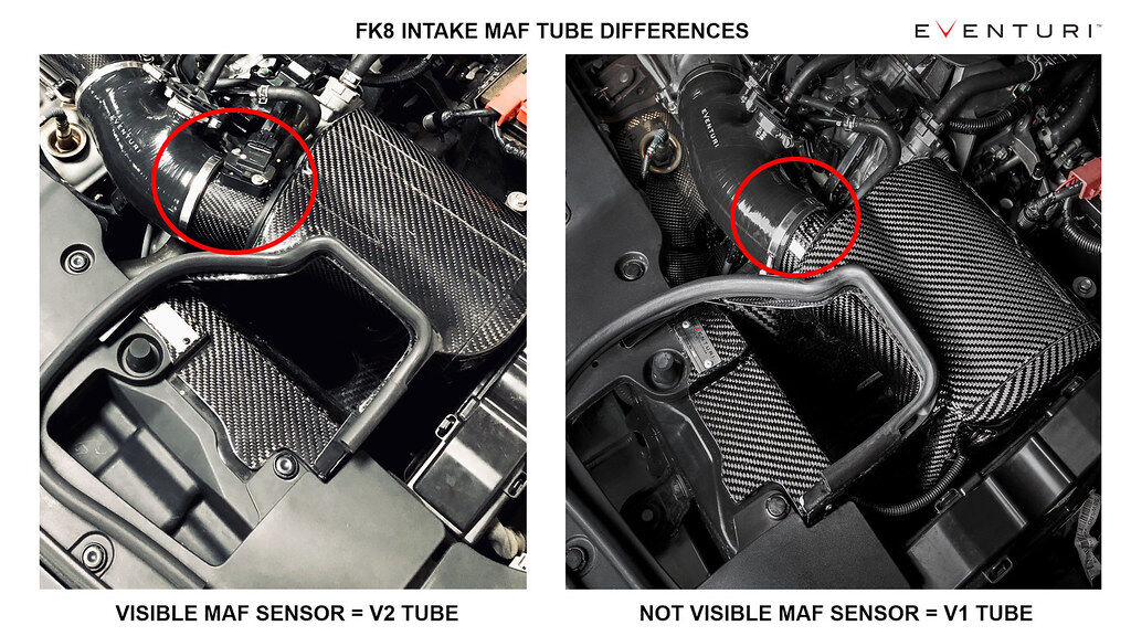 2017-2021 Honda Civic Type-R FK8 Eventuri Carbon Turbo Tube Package with V2 MAF Tube