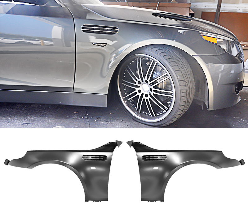 2004-2010 BMW 5-Series E60 M5 Style Front Metal Fenders with Side Vents - Pair - 8-FD-M5E600309-CMSV