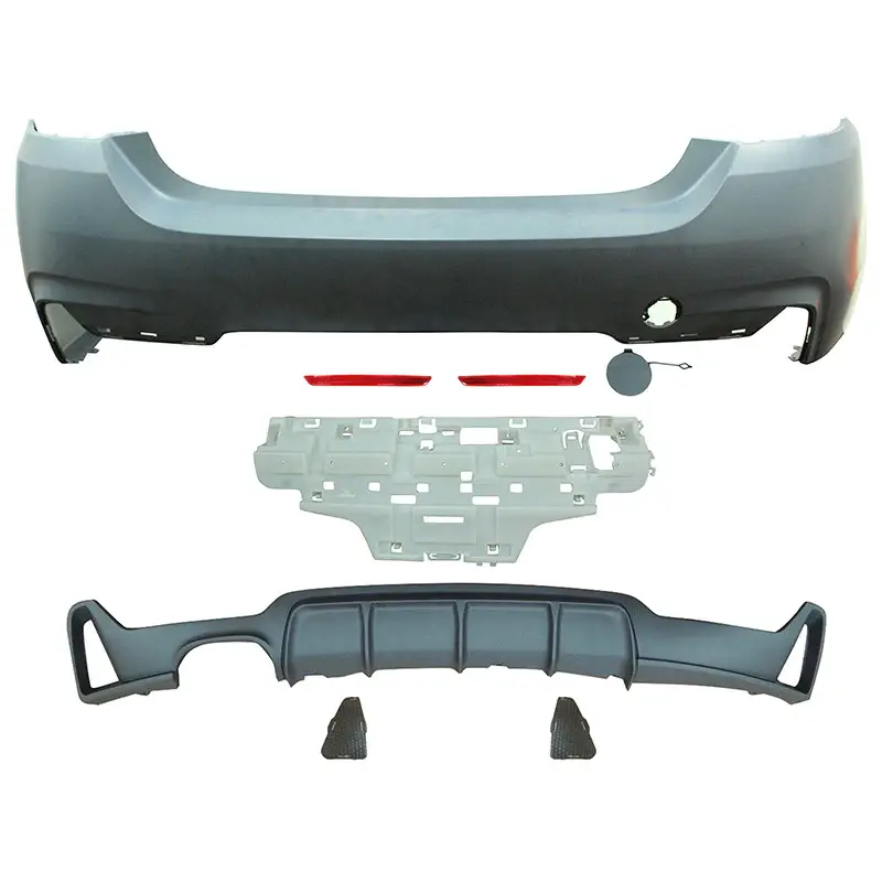 2014-2016 BMW 4-Series 428i F32 Coupe M-Performance Rear Bumper Cover Polypropylene Driver-Side Twin-Tip Exit