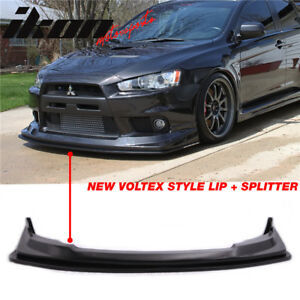 2008-2015 Mitsubishi EVO X Type-V Polyurethane Front Bumper Lip w/Splitter 2PC