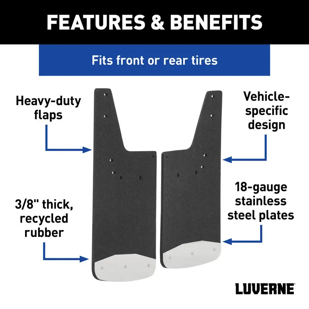 2017-2024 Ford F-250/F-350/F-450/F-550 Super Duty Textured Rubber Mud Guards Black