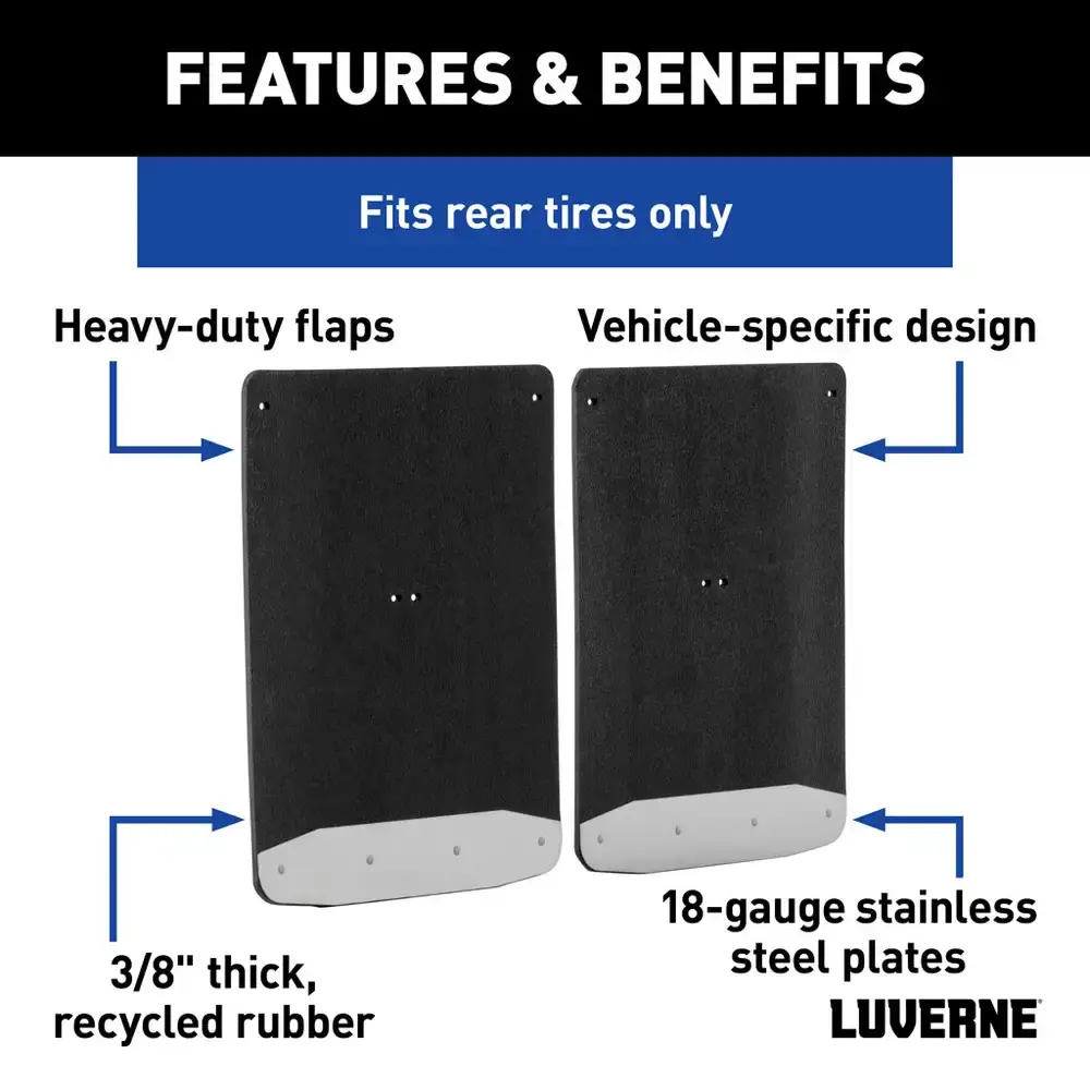2017-2024 Ford F-350/F-450 Super Duty Dually Textured Rubber Mud Guards Black