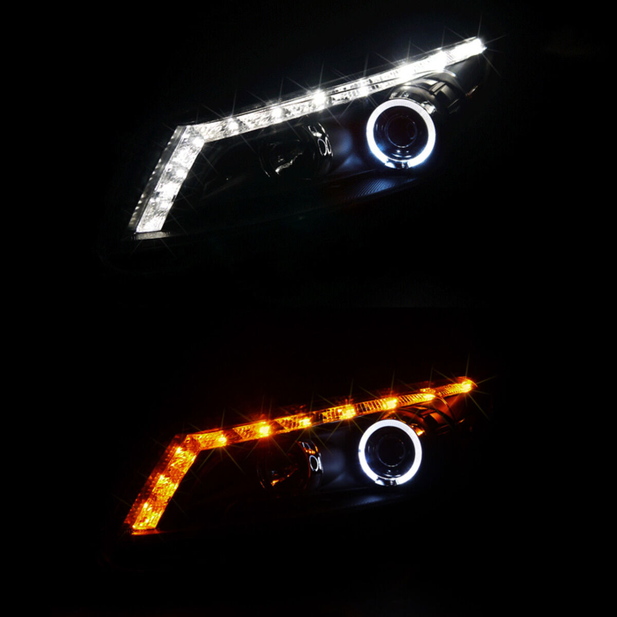 2008-2012 Honda Accord 4DR Sedan Halo Black Projector Headlights